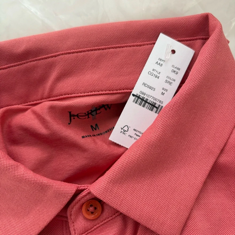 NWT J. Crew Performance Piqué Polo Shirt Short Sleeve Red